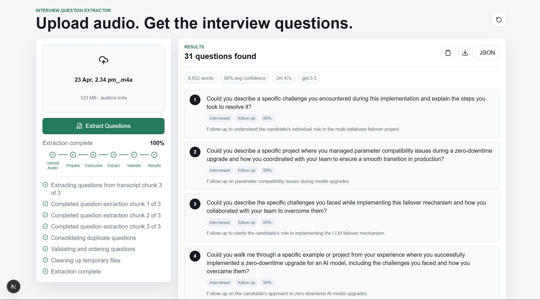 IntervueRecall interview question extraction project cover